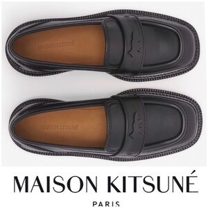 Maison Kitsune Loafers Leather Black Women’s Black | Black Flats preppy shoes